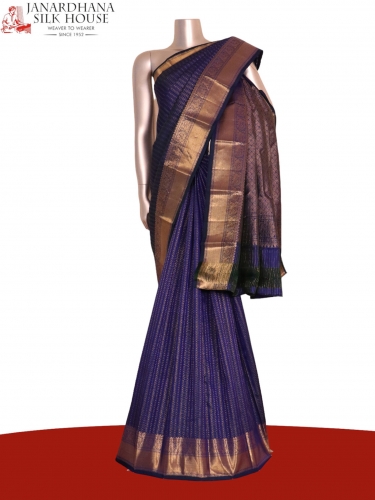 Pure Handloom Zari Checks Butta Kanjeevaram Silk Saree